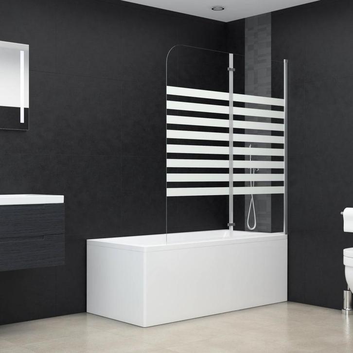 vidaXL Badwand gestreept 120x140 cm gehard glas, Doe-het-zelf en Bouw, Sanitair, Nieuw, Verzenden