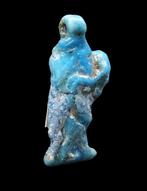 Égypte ancienne - Amulette en faïence glaçurée - Dieu Bès