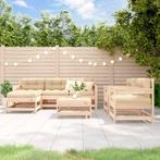 vidaXL 7-delige Loungeset met kussens massief teak, Verzenden, Nieuw, Loungeset