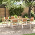 vidaXL 9-delige tuintafelset in massief acaciahout, Tuin en Terras, Verzenden, Nieuw