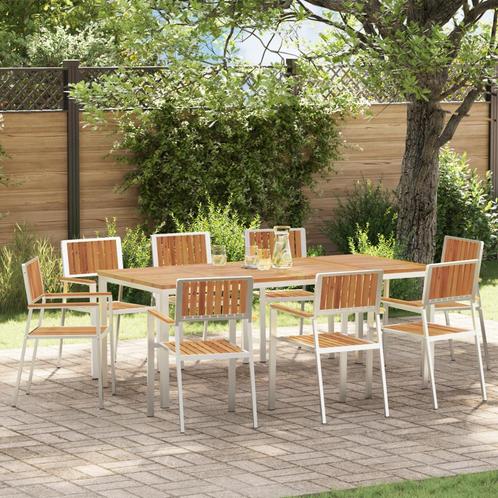 vidaXL 9-delige tuintafelset in massief acaciahout, Tuin en Terras, Tuintafels, Nieuw, Verzenden