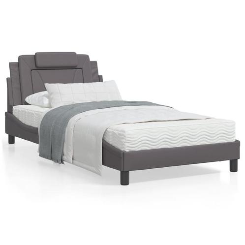 vidaXL Bed met matras kunstleer grijs 100x200 cm, Huis en Inrichting, Slaapkamer | Bedden, Nieuw, Verzenden
