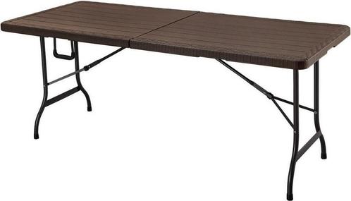 Draagbare grote tafel - 180 cm bruin - weerbestendig en s..., Tuin en Terras, Tuintafels, Nieuw, Kunststof, Ophalen of Verzenden