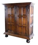 Kast - vroege panelenkast - Eik, Antiek en Kunst