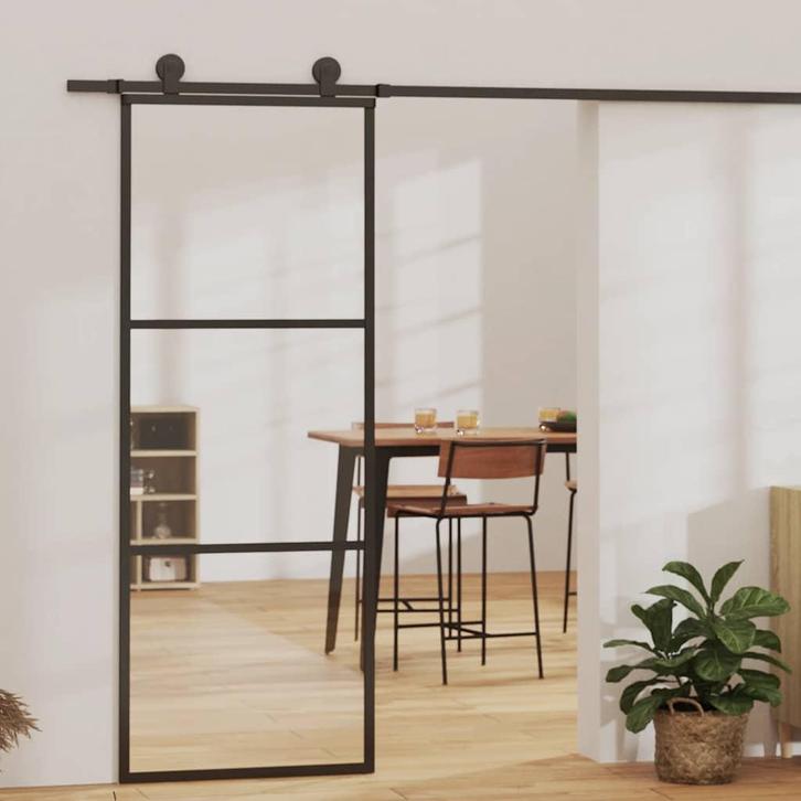 vidaXL Schuifdeur 3-panelen 76x205 cm ESG-glas en aluminium, Doe-het-zelf en Bouw, Deuren en Vliegenramen, Nieuw, Verzenden