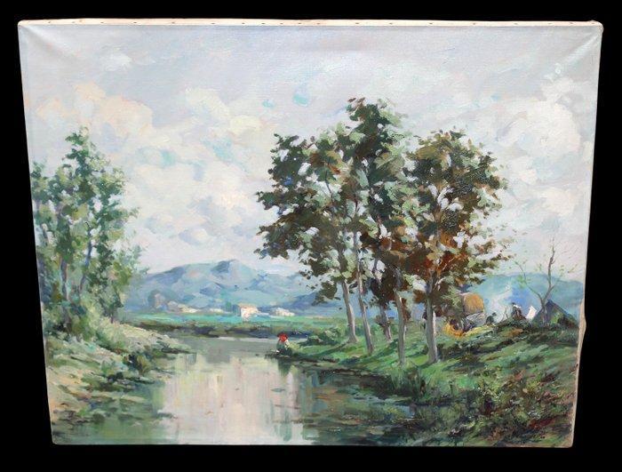 Antonio Selvaggio Mancini (1921-2008) - Paisaje de calma y, Antiek en Kunst, Kunst | Schilderijen | Klassiek