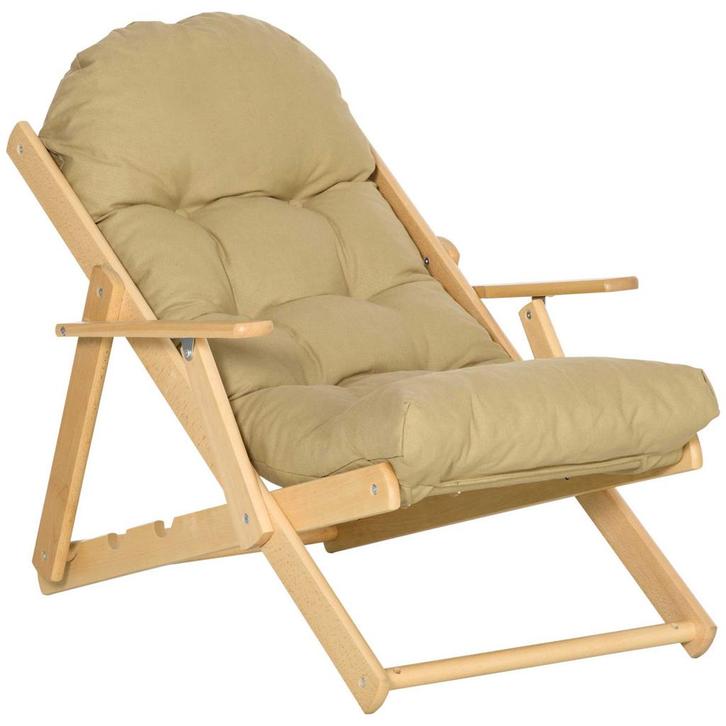 Relaxstoel - ComfyLife - Opvouwbaar - Gestoffeerd - Bruin, Huis en Inrichting, Fauteuils, Nieuw, Stof, Ophalen of Verzenden