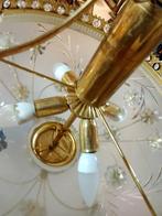 Lustre - Laiton doré, cristal, Antiek en Kunst