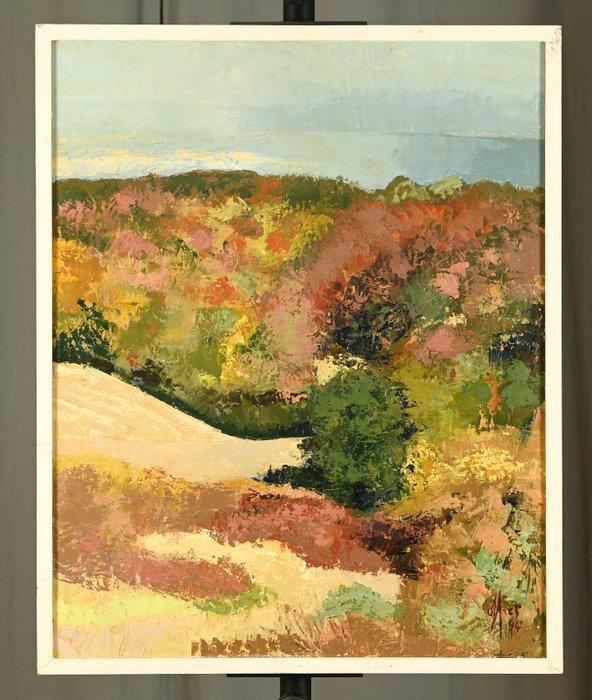 Yves Offret (1946 - 2004) - Les arbres ocres, rouges, Antiek en Kunst, Kunst | Schilderijen | Klassiek