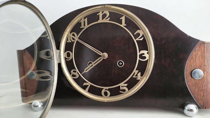 Klok - Art Deco Hout, Messing - 1920-1930, Antiek en Kunst, Antiek | Klokken