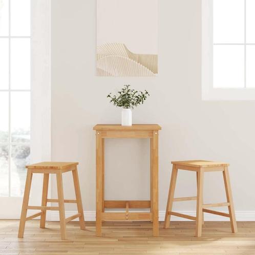 vidaXL Barstoelen 2 st massief hout rubber, Huis en Inrichting, Barkrukken, Nieuw, Verzenden