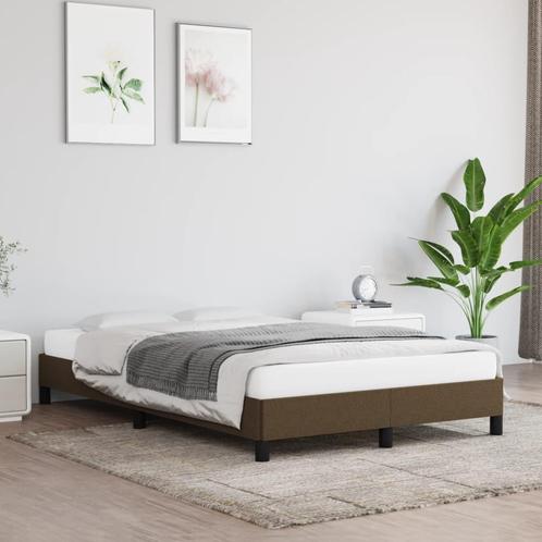 vidaXL Cadre de lit Marron foncé 120x200 cm Tissu, Maison & Meubles, Chambre à coucher | Lits, Neuf, Envoi