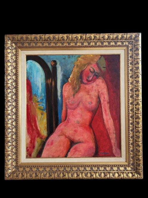 Scuola italiana (XX) - Nudo con specchio, Antiek en Kunst, Kunst | Schilderijen | Klassiek