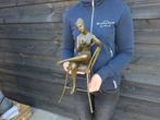 Beeld, Bronze: Lady with Bird - 43 cm - Brons, Antiek en Kunst