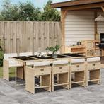 vidaXL 9-delige Tuinset met kussens poly rattan beige, Tuin en Terras, Verzenden, Nieuw, Tuinset