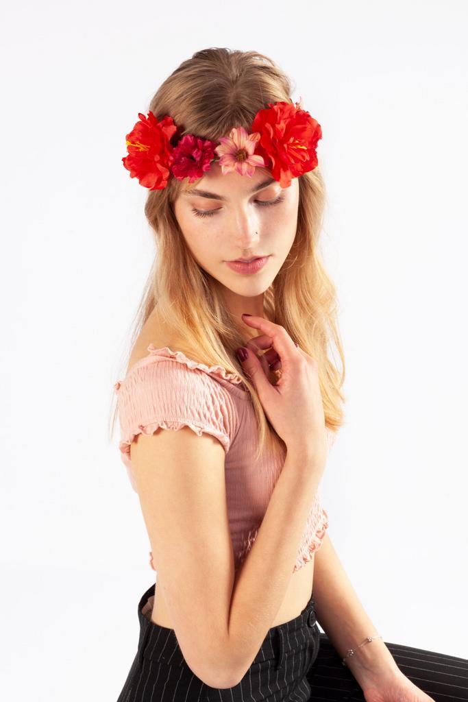 Bloemenkrans Haar Bloemetjes Rood Bloemen Haarband Hawaii Di, Kleding | Dames, Carnavalskleding en Feestkleding, Nieuw, Ophalen of Verzenden
