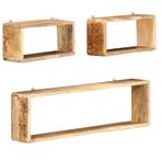 vidaXL 3-delige Wandschappenset kubus massief mangohout, Huis en Inrichting, Kasten | Wandmeubels, Verzenden, Nieuw