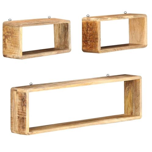 vidaXL 3-delige Wandschappenset kubus massief mangohout, Huis en Inrichting, Kasten | Wandmeubels, Nieuw, Verzenden