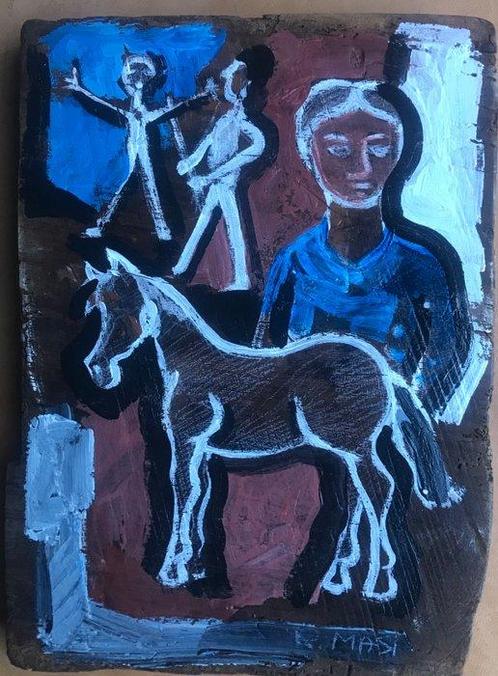 Roberto Masi (1940-2011) - Donna e cavallino, Antiek en Kunst, Kunst | Schilderijen | Modern