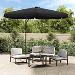 vidaXL Parasol met stalen paal 300 cm zwart, Tuin en Terras, Verzenden, Nieuw