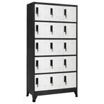 vidaXL Lockerkast 90x40x180 cm staal antracietkleurig en wit, Huis en Inrichting, Kasten | Overige, Verzenden, Nieuw