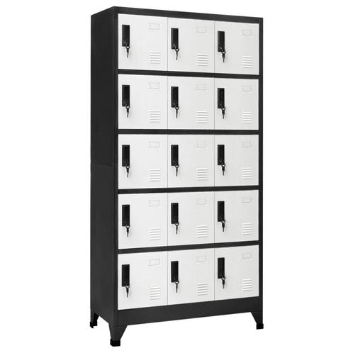 vidaXL Lockerkast 90x40x180 cm staal antracietkleurig en wit, Huis en Inrichting, Kasten | Overige, Nieuw, Verzenden