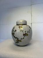 Pot - Koperen Gemberpot met Japanse Bloemenfiguren Jaren 50