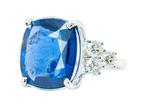 Bague - 14 carats Or blanc, Bleu Royal intense (Ceylan) -