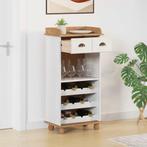 vidaXL Wijnkast ASKIM Wit 57 x 37 x 114 cm Massief, Huis en Inrichting, Woonaccessoires | Wijnrekken, Verzenden, Nieuw