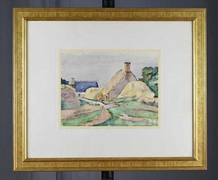 André-Léon Vivrel (1886-1976) - Hameau breton, Antiek en Kunst, Kunst | Schilderijen | Klassiek