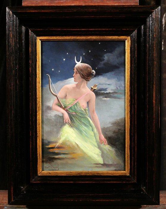 Albert Dremel (1864-?) - Diana the Huntress as an Allegory, Antiek en Kunst, Kunst | Schilderijen | Klassiek