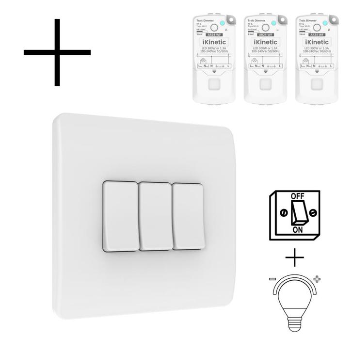 Slimme Draadloze Wandschakelaar | Wit | RF 433Mhz | 3 knoppe, Huis en Inrichting, Woonaccessoires | Overige, Nieuw, Verzenden