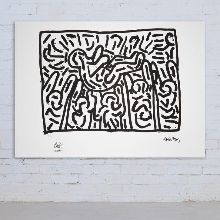 Keith Haring – Offset Lithografie, 50×70 cm, Gecertificeerd, Antiquités & Art, Art | Lithographies & Sérigraphies