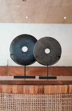 NO RESERVE PRICE - Lava stone disc on a custom stand -