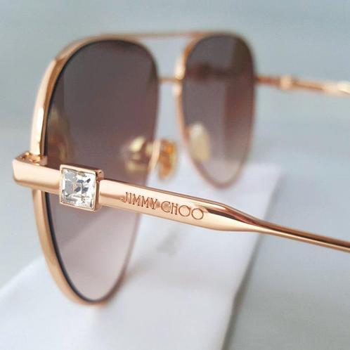 Jimmy Choo - Crystal Edition - Gold - Aviator - New -, Handtassen en Accessoires, Zonnebrillen en Brillen | Dames