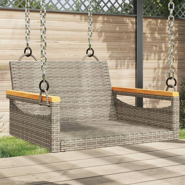 vidaXL Schommelbank 63x62x40 cm poly rattan grijs, Jardin & Terrasse, Ensembles de jardin, Envoi