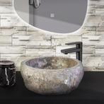 Waskom BWS Stone Rond 30-35x30-35x15 cm Natuurmarmer Grijs, Nieuw, Overige typen, Ophalen of Verzenden