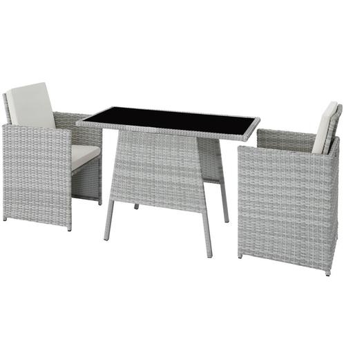 tectake Wicker zitgroep Lausanne 2+1 - lichtgrijs, Tuin en Terras, Tuinsets en Loungesets, Verzenden