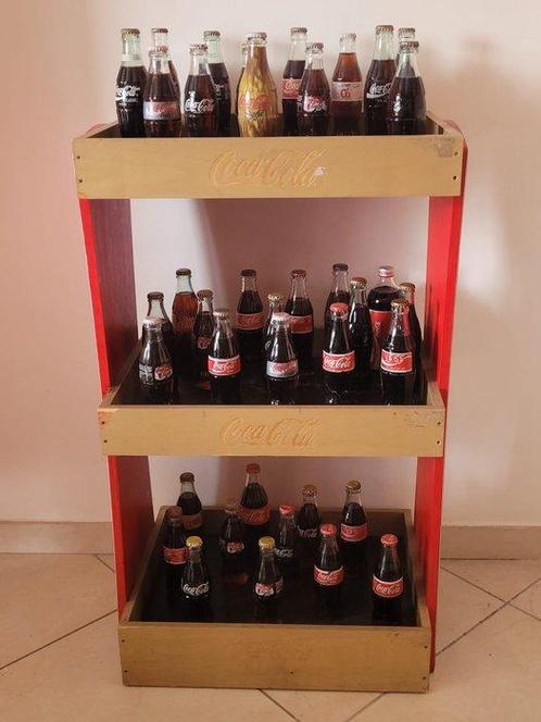 Coca-Cola - Fles (40) - Glas, Hout - Coca Cola display met, Antiek en Kunst, Antiek | Speelgoed