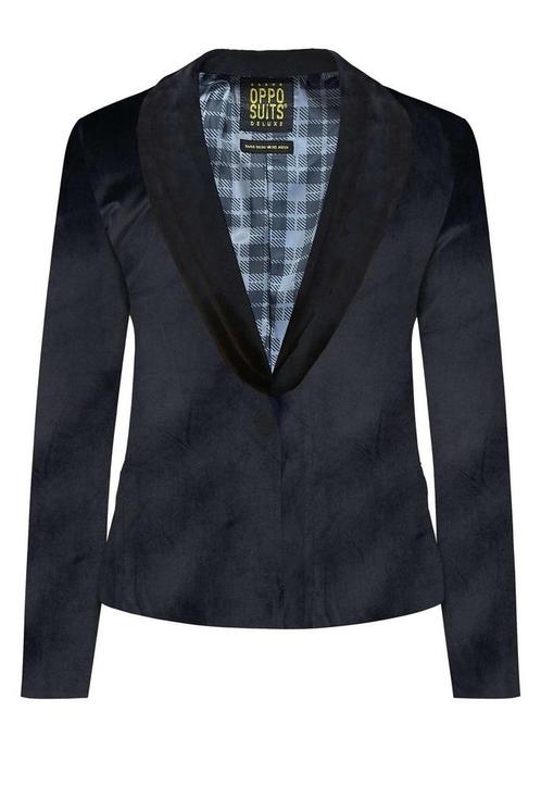 Zwarte Velvet Blazer Dames OppoSuits, Hobby en Vrije tijd, Feestartikelen, Nieuw, Verzenden