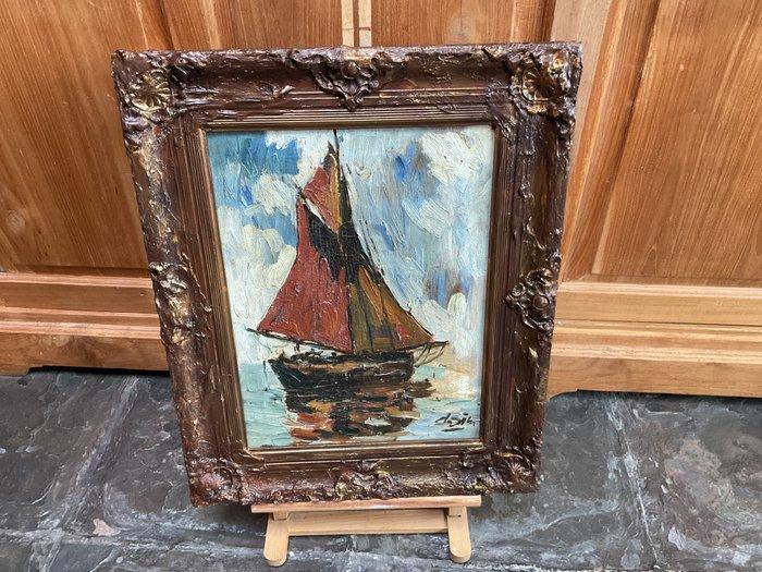 Nederlandse school (XX) - Onder zeil., Antiek en Kunst, Kunst | Schilderijen | Klassiek