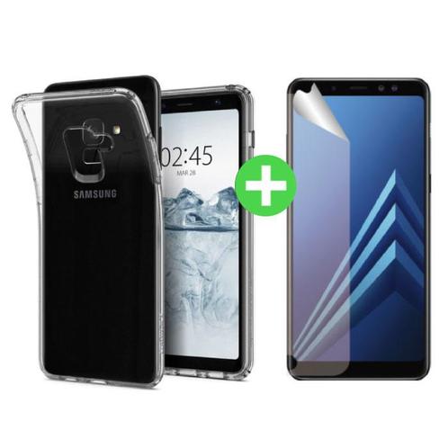 Samsung Galaxy A8 2018 Transparant TPU Hoesje + Screen, Télécoms, Téléphonie mobile | Housses, Coques & Façades | Marques Autre