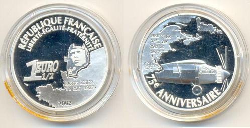 1 1/2 Euro Transatlantikflug Ch Lindbergh 2002 Frankreich:, Timbres & Monnaies, Monnaies | Europe | Monnaies euro, Envoi
