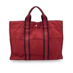 Hermès - Vintage Red Canvas Cotton Fourre Tout MM Bag - Tote