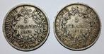 Frankrijk. 5 Francs 1849-A et 1873-A Hercule (2 monnaies)