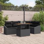 vidaXL Tuinbank Set met opslag 6 pcs Zwart Poly rattan, Tuin en Terras, Verzenden, Nieuw