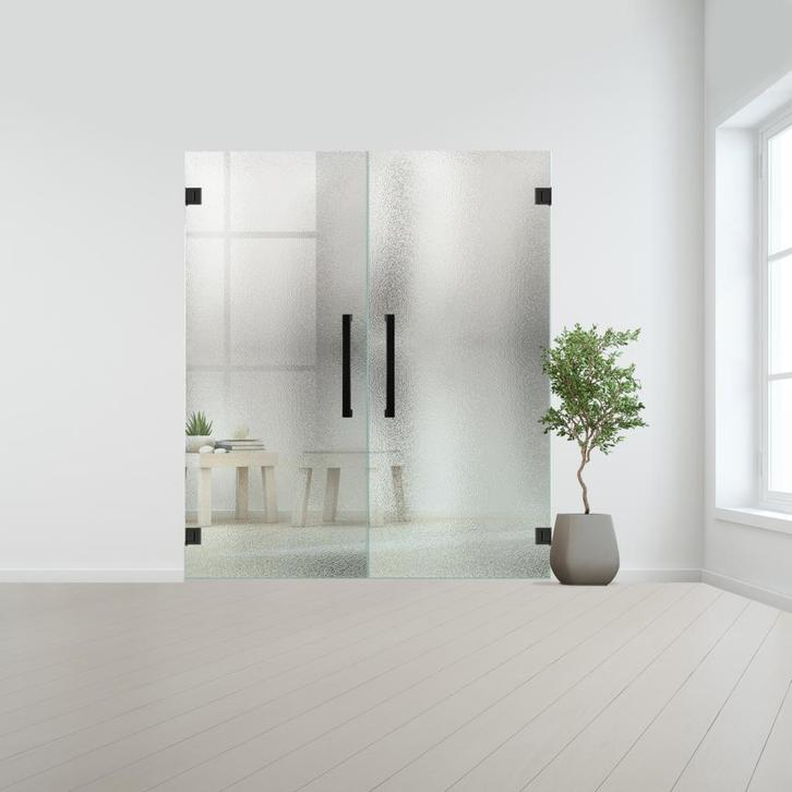Glazen dubbele binnendeur XL zonder kozijn zwart beslag-Crep, Bricolage & Construction, Vitres, Châssis & Fenêtres, Envoi