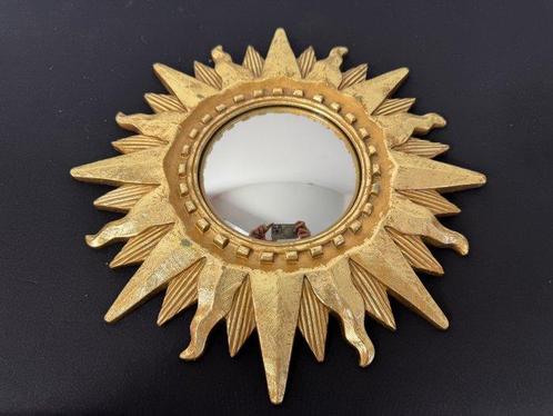 Miroir- Élégant radieux : Miroir de soleil doré avec boule, Antiek en Kunst, Curiosa en Brocante