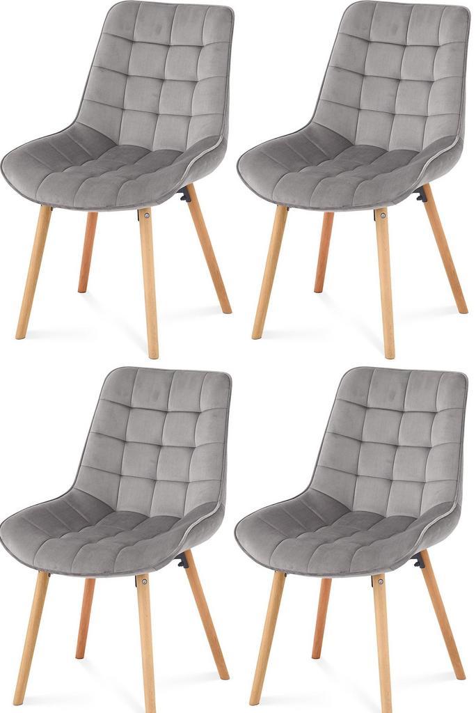 Eetkamerstoelen - Set van 4 - Fluweel - Donkergrijs - MIADOM, Huis en Inrichting, Stoelen, Nieuw, Verzenden