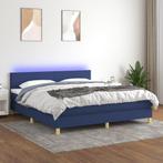 vidaXL Boxspring met matras en LED stof blauw 160x200 cm, Maison & Meubles, Verzenden